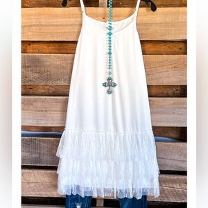 XL Angel Heart Boutique White Lace Tiered Slip Dress Cami NWT